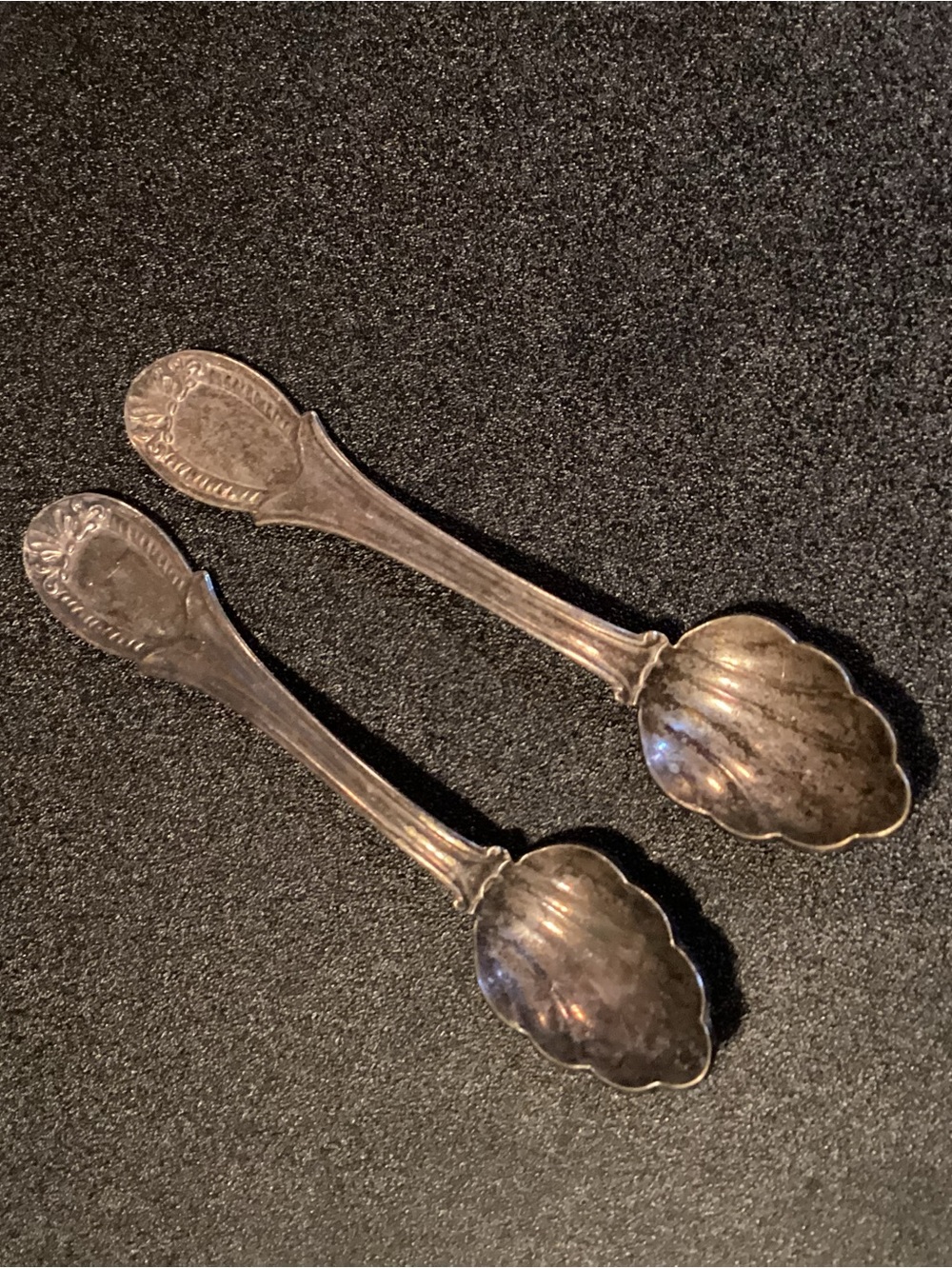 2 Bellini Brazil Made Silver Plate Spoons. Shell Pattern Bowls Coffee/Tea